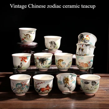 Retro Zodiac Pottery Teacup 1