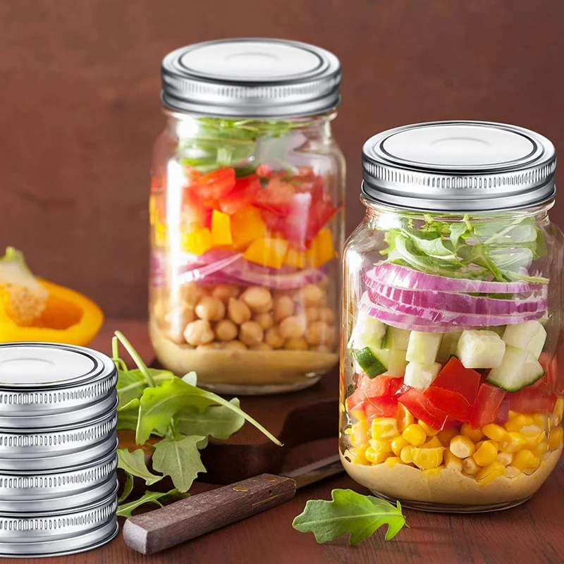 100 Pieces Canning Jar Lids And Bands Set Split-Type Lids With Silicone Seals Rings Leak Proof And Secure Canning