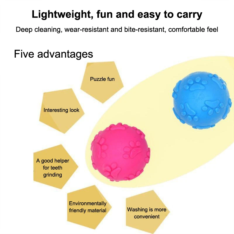 Interactive Cartoon Paw Print Dog Toy Ball, Squeaky & Chewable Rubber Material, Small Breed Pet Plaything Aids in Dental Health S4140cb5bc5b04685aa2fdd3d88d052c9Q