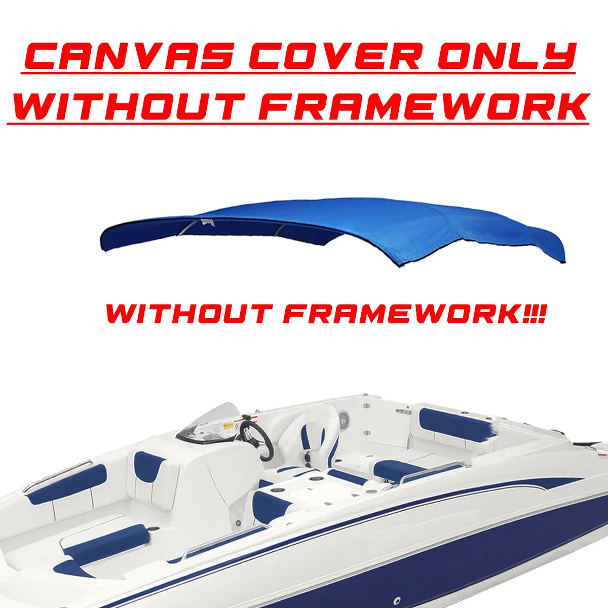 600D 4 Bow Bimini Top Boot Cover No Frame Yacht Boat Cover With Zipper Waterproof Anti UV Dustproof Marine Accessories
