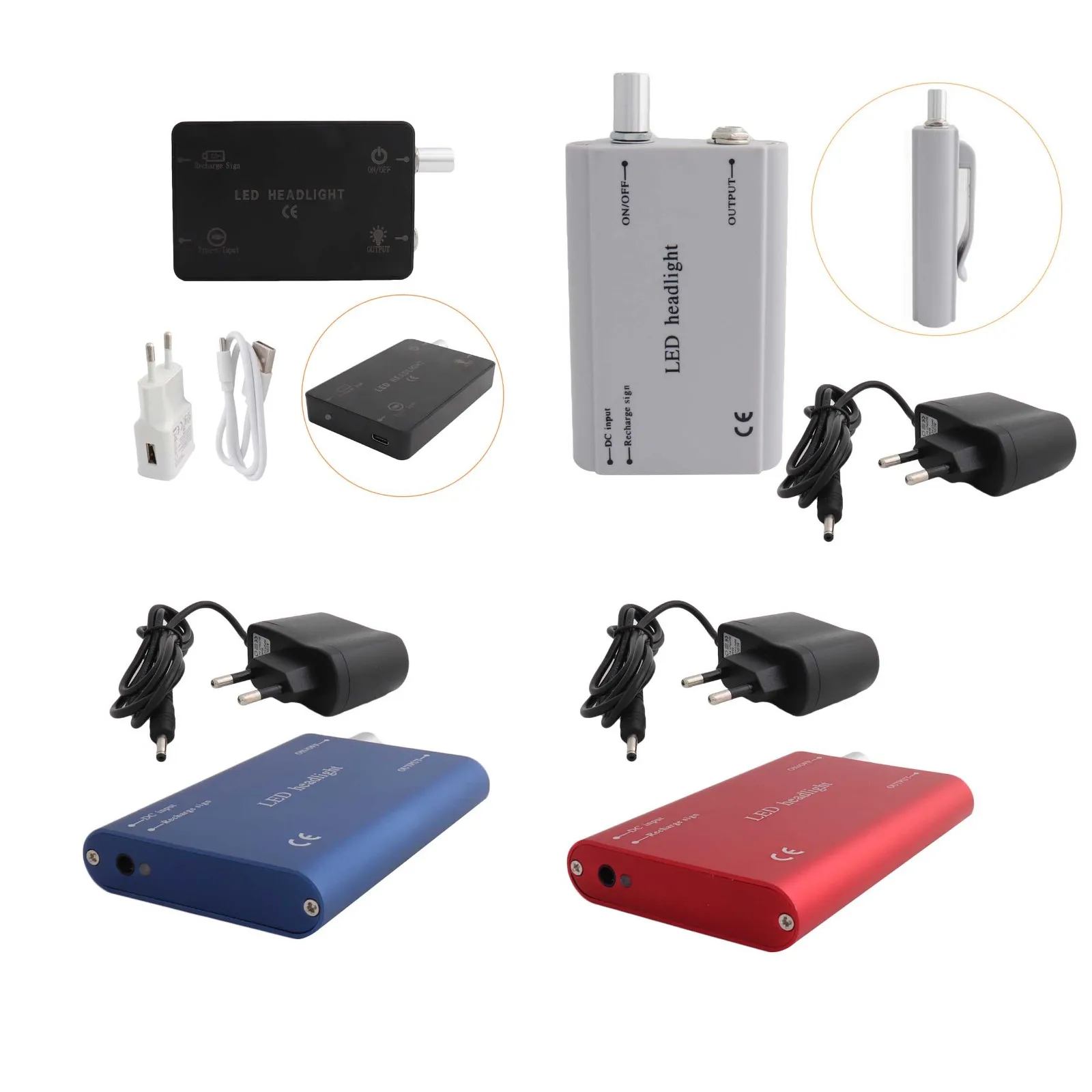 

Headlight Headlamp Battery EU Charging Plug Dental Loupes Lab Medical Magnifier Magnification Binocular Belt-clip USB 4 Colors