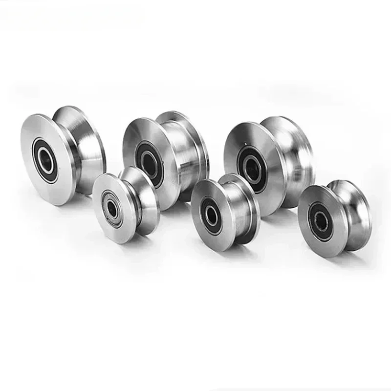 Stainless Steel Track Pulley Bearing Wheel V/U/H Type Wire Rope Lifting Pulleys Household Hardware Accessories 1pc