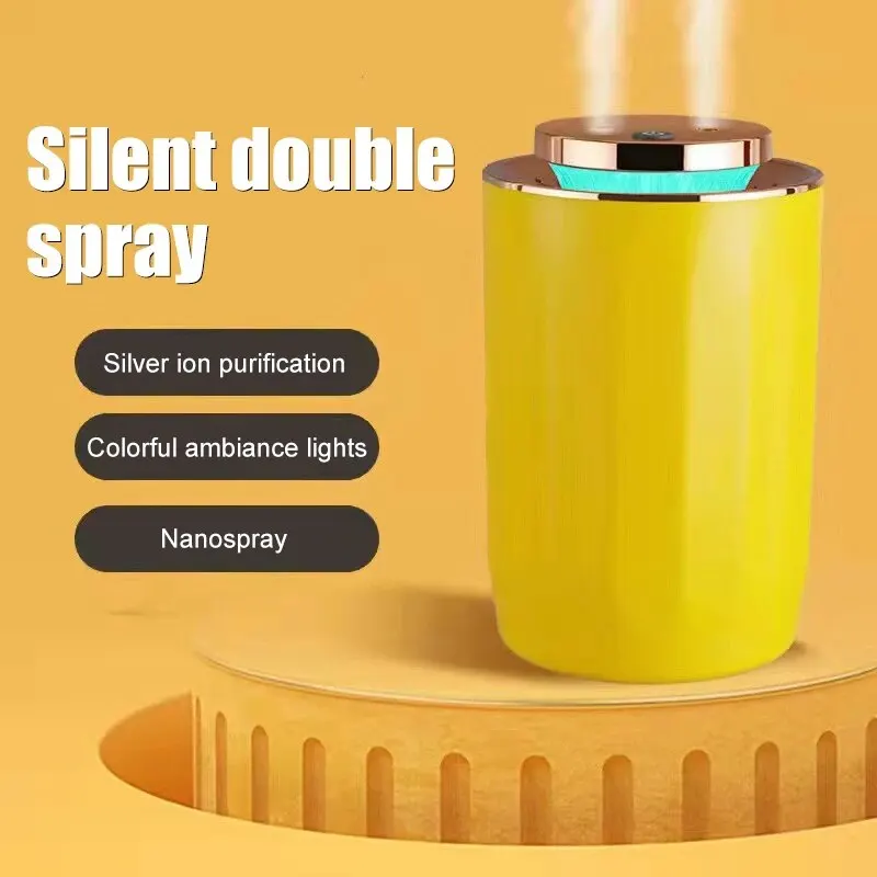 Colorful Light Double Spray Mist Humidifier 2.2L Essential Oil Humidifier Diffuser Portable Desktop Home Air Humidifier