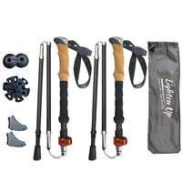 4-Section Outdoor Fold Trekking Pole Camping Portable Walking Hiking Stick For Nordic Elderly Telescopic Club Easy Put Into Bag 1