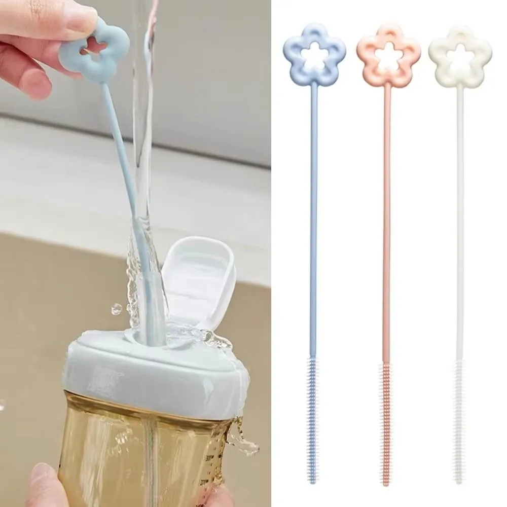Silicone Long-Handled Folding Cup and Bottle Cleaning Brush - White
