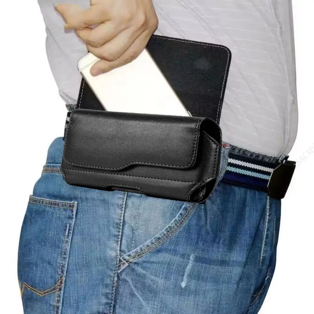 Durable Leather Waist Pouch with Belt Clip – Wear-Resistant and Portable Phone Cover