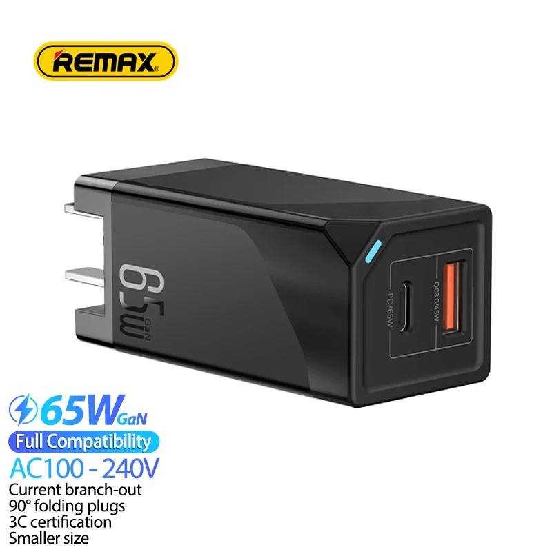 RP-U73 Mini Travel Fold USB C Fast Charge Phone 65W GaN Wall Charger For 12 pro Type C Charging For hauwei - ANKUX Tech Co., Ltd