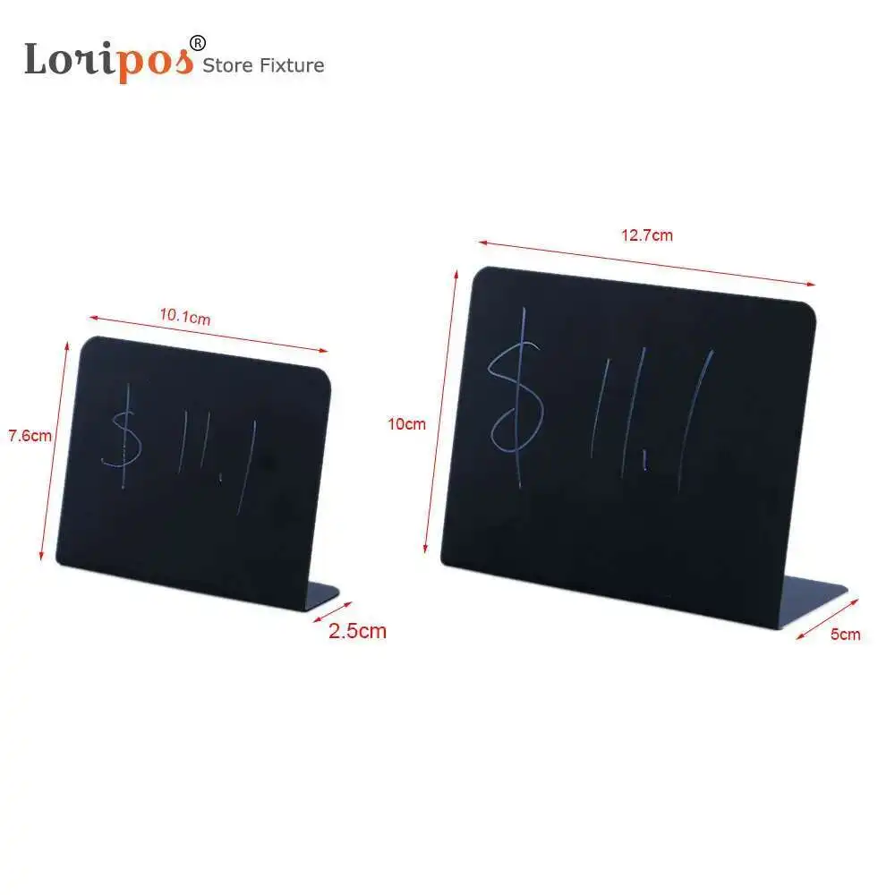 10pcs/lot L Black Price Tag Holder Display Label Stand Store Mini Chalk Menu Board Blackboard Liquid Sign Holder Loripos