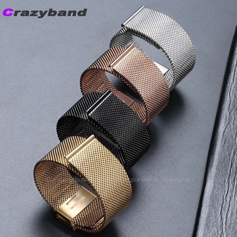 Sleek Milanese Stainless Steel Watch Band Strap - Universal Fit, Premium Metal Bracelet Belt
