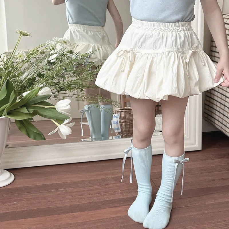 Children Skirts Girl's Flower Bud Half Body Skirt Summer Trendy Children's Sweet and Cute Bow Short Skirt
