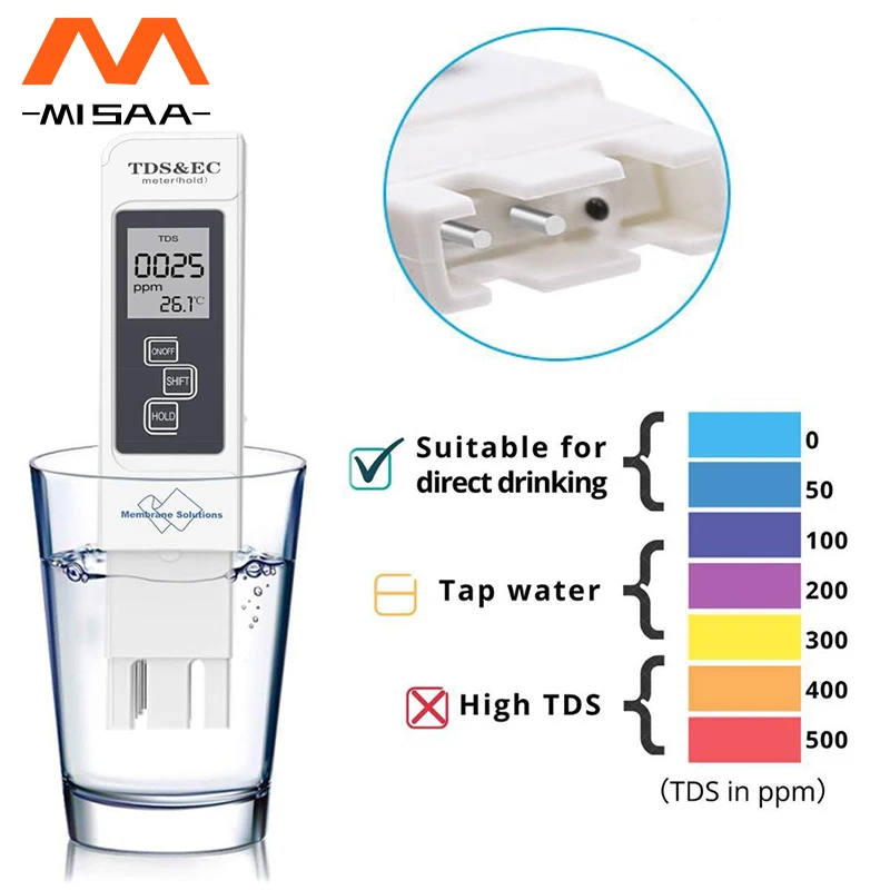 

Digital PH Meter Tester Water Quality Tester Meter Monitor Temperature Pen Water Purity PPM Filter Hydroponic For Aquarium Pool