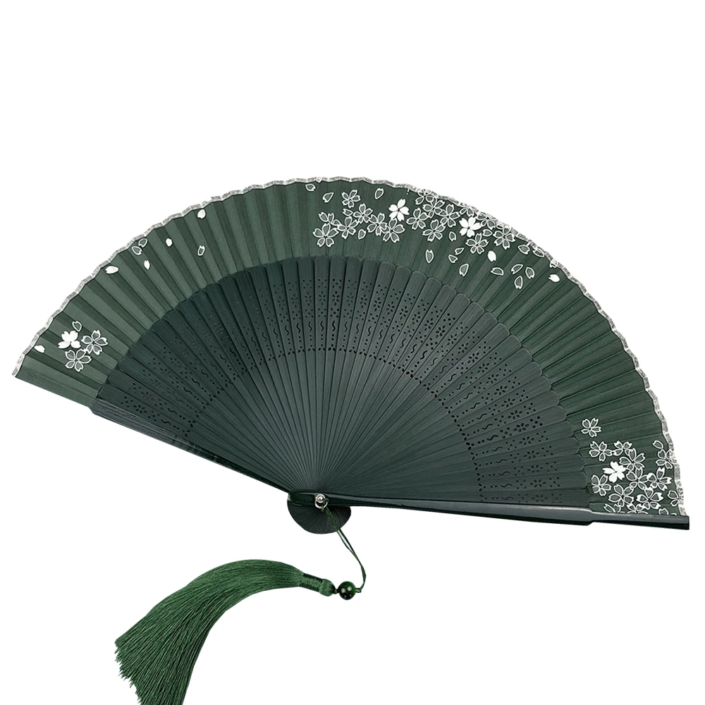 

Fan Summer Portable Antique Green Folding Fan Women's Portable Classical Chinese Style Han Costume Cheongsam Small Folding Fan