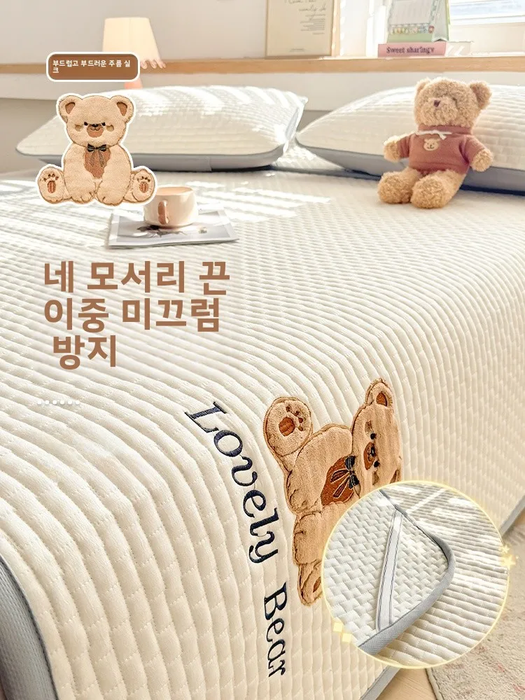 2026년형 자수 코튼 매트리스 보호대, 접이식 소프트 침구, 침실 가정용, 기숙사용, 세탁 가능, 방진 기능
