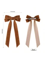 2PCS Velvet Hair Bows Brown Hair Ribbon Clips Big Fall Alligator Clips Hair Accessories for Women Girls Toddlers Kids Baby 2