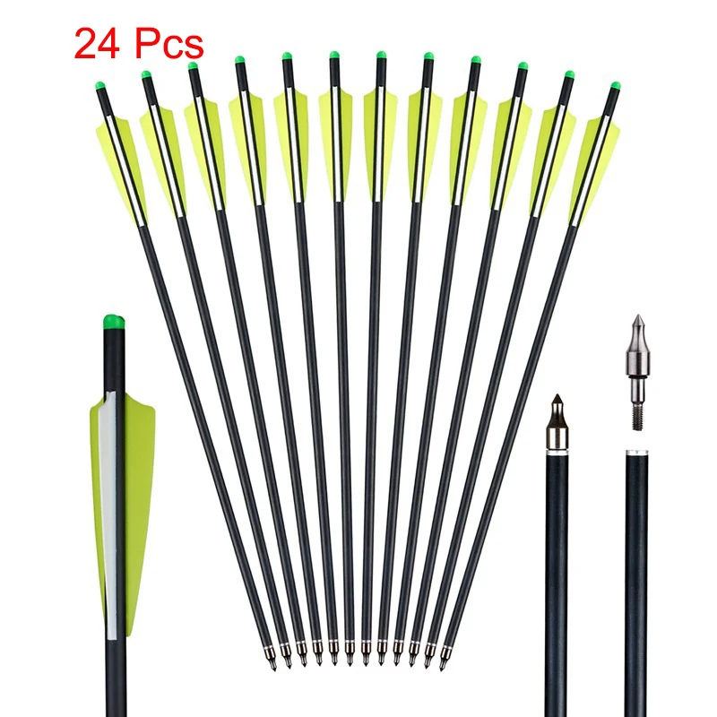 Carbon Crossbow Arrows with Half Moon Nock and Broadheads - Available in Sets of 6, 12, or 24
