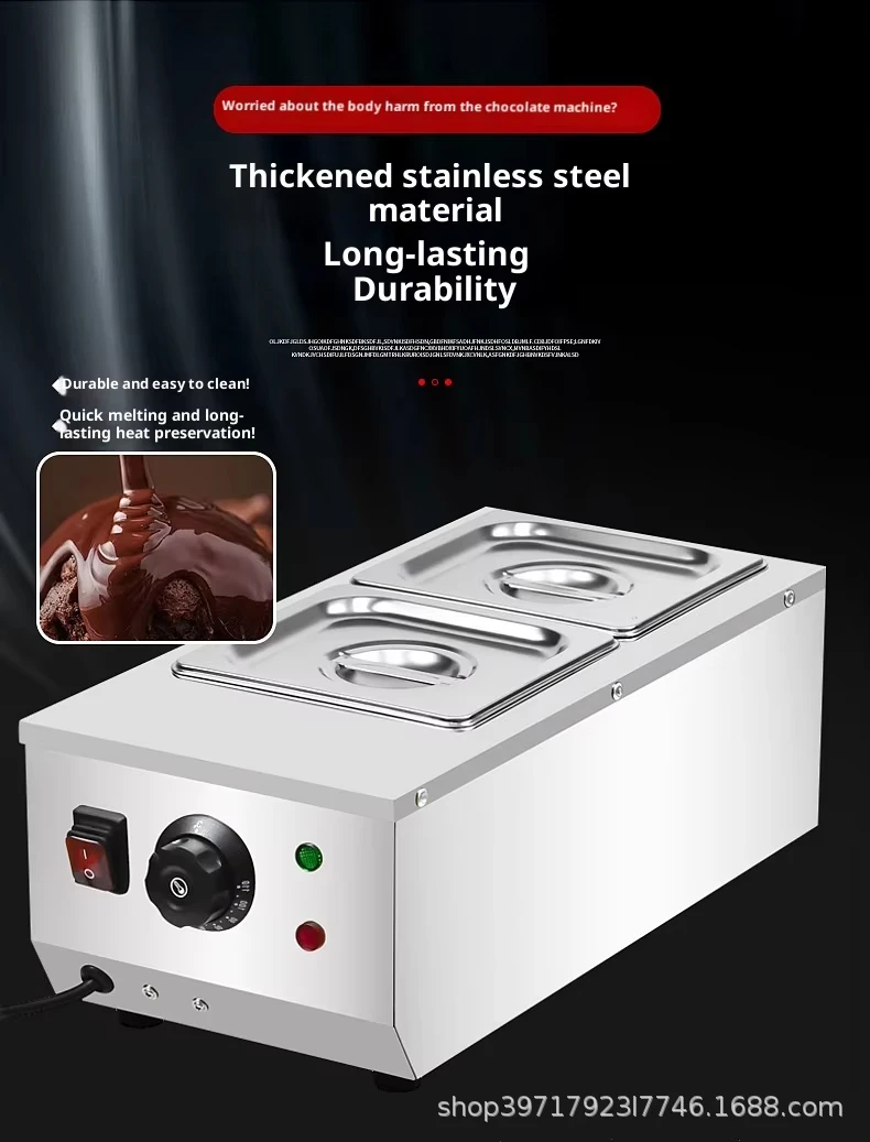 JH Stainless Steel Chocolate Melter 2/3/4 Pots 1200W 30-85℃ Temp Control Commerc