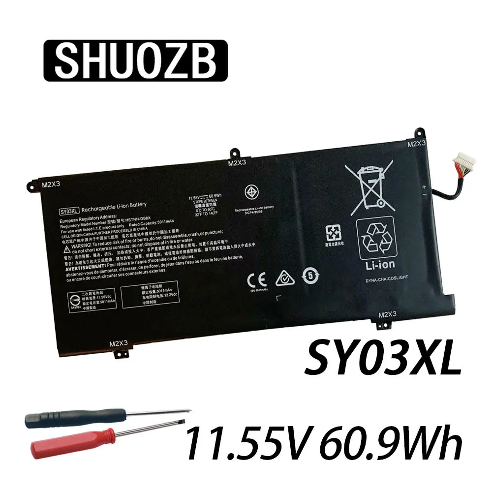 

SHUOZB SY03XL Laptop Battery For HP Chromebook X360 14-DA0002NA DA0502NA DA0803NO 14E G1 15-DE0000NO L29959-005 11.55V 60.9WH