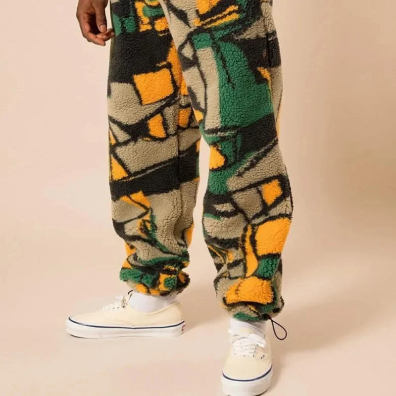 Men's Pants With High Waist Casual Loose Patchwork Double Color Sports Pants Fashion Korean Style Heavyweight Lyocell Trousers