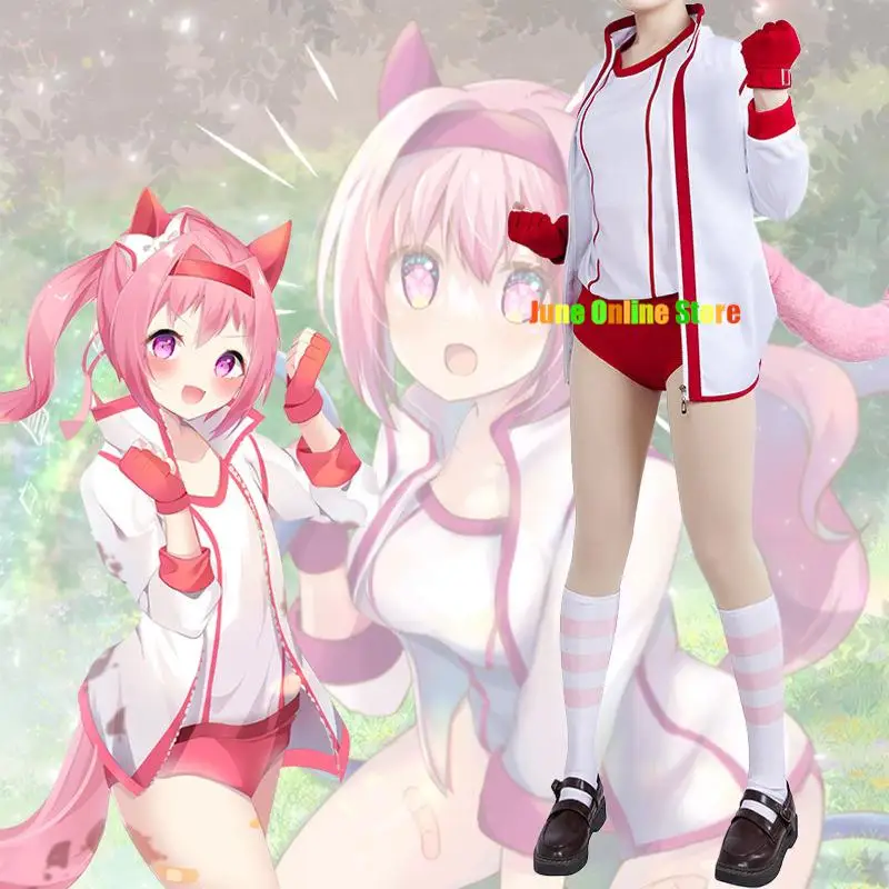 

Anime Umamusume: Pretty Derby Mary Jane Haru Urara Cosplay Costume Wig White Splice Coat Athletic Wear Man Woman Sexy Suit