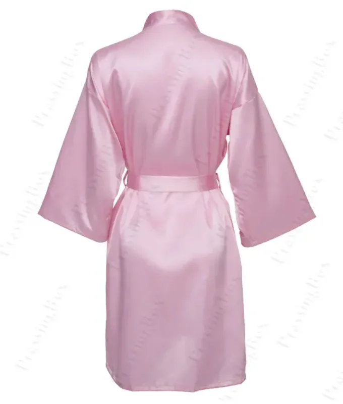 Solid Satin Night Robe Elegant Half Sleeve V Neck House Robe With Belt Women's Sleepwear women sleepwear sleepwear pajamas