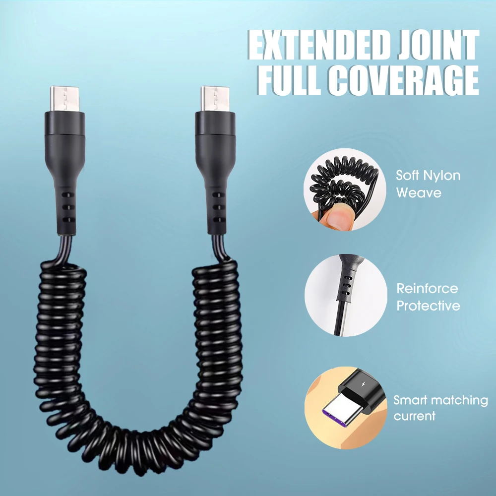 Universal Type C to Type C PD 60W Fast Charging Spring Cable