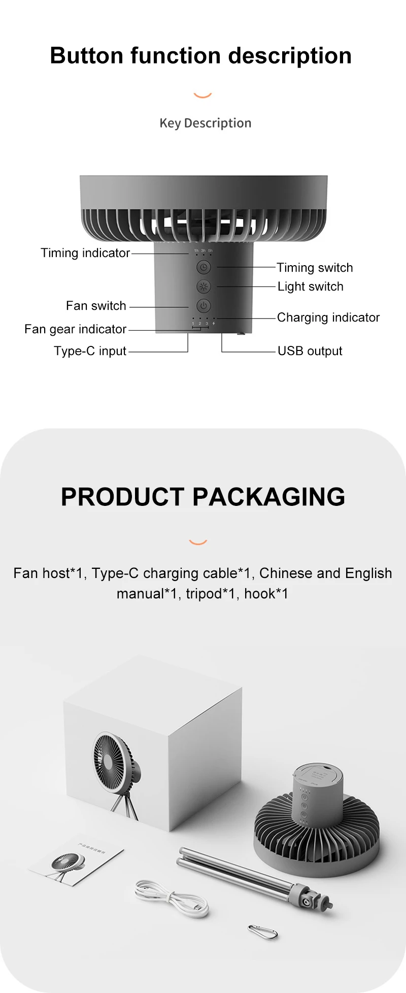 S4141ae7e672a4e56982997160d8d86282 10000mAh Portable Fan Home Outdoor Camping Fan LED Lighting Tripod Stand Desktop with Power Bank Wireless Ceiling Electric Fan Mallzona