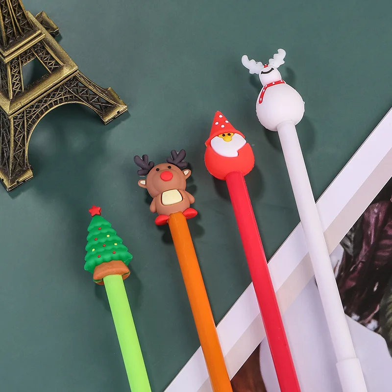 Bolígrafo neutro de Navidad de 40 piezas, bolígrafo de agua de 0,5mm con dibujos animados negros de Papá Noel creativos para Oficina japonesa, suministro de papelería escolar