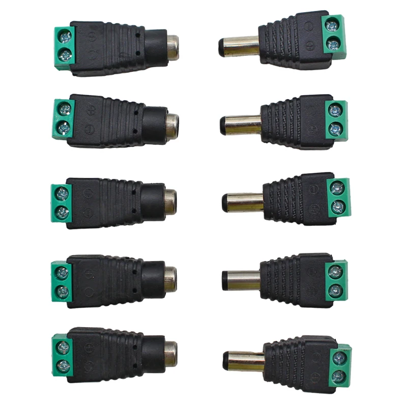 Conector Dc Genérico 20 Pares De Conectores DC Macho/hembra 2.1x5.5mm - Para Cámaras CCTV, Alimentación Conectores DC 2.1x5.5