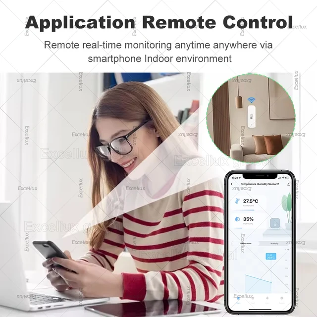 Tuya Smart Temperature Humidity Sensor Indoor Hygrometer Controller Monitoring Works with Smart Speaker Alexa Amazon Google Home 2