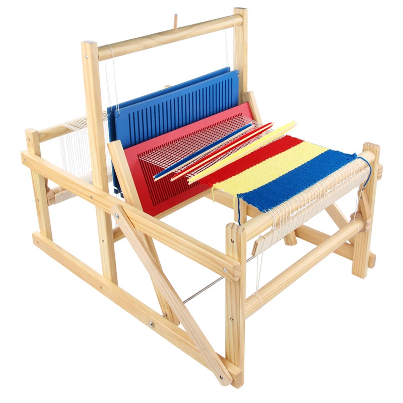 Wooden Weaving Loom Machine Kit Children Diy Craft Toys Simulation