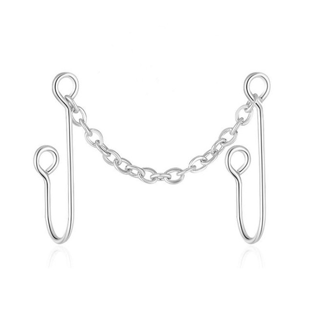 Double Nose Piercing Chain Women Heart Nose Clip Chain Stainless Steel Nose Stud Earring Pierced Chain Jewelry Decoration