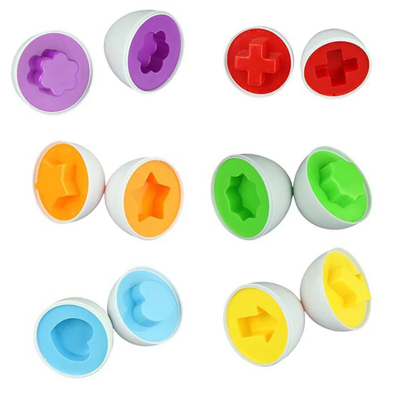 

6Pcs/set Brand New Learning Education Toys Mixed Shape Wise Pretend Puzzle Smart Eggs Baby Kid Learning Kitchen Toys Tool