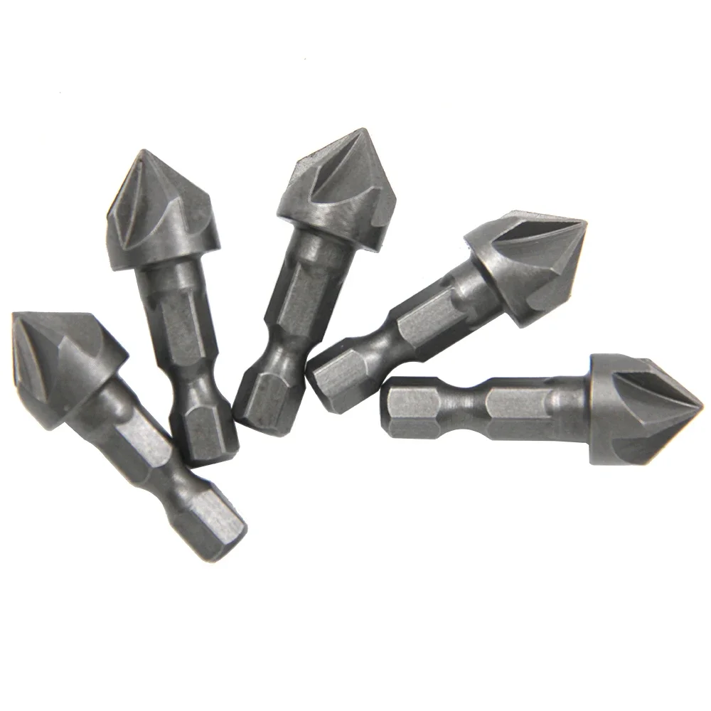 

Small Hexagonal Handle Five Edge Chamfering Tool Chamfering Cutter Woodworking Hole Opener Spot Facer Reaming Tool Drill Bit