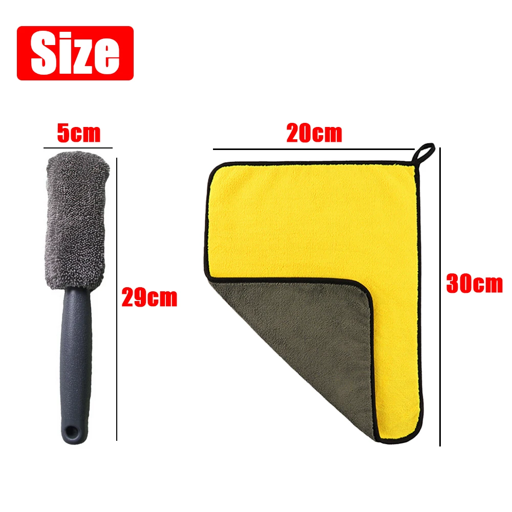 Car Wheel Cleaning Brush Tire Washing Clean Soft Microfiber Wheel Rim Brush for Car Trunk Motorcycle Auto Detailing Wash Brush