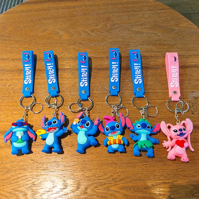 

Anime Disney Stitch Keychains Fruit Ilaveros Car Key Handbag Accessories Lilo Stitches Pink Angel Keyring Christmas Gift
