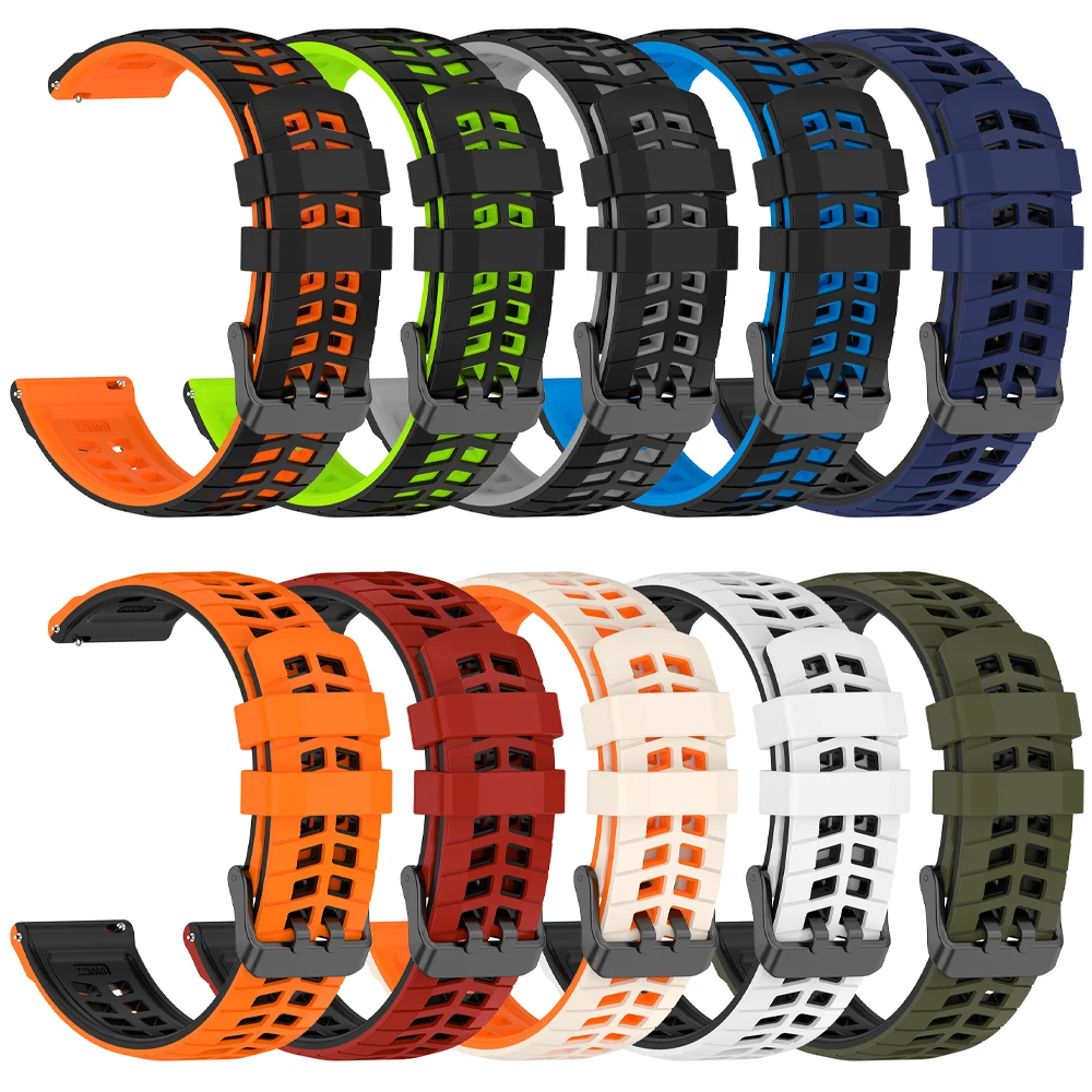 Breathable Silicone Sport Watch Band, 22mm