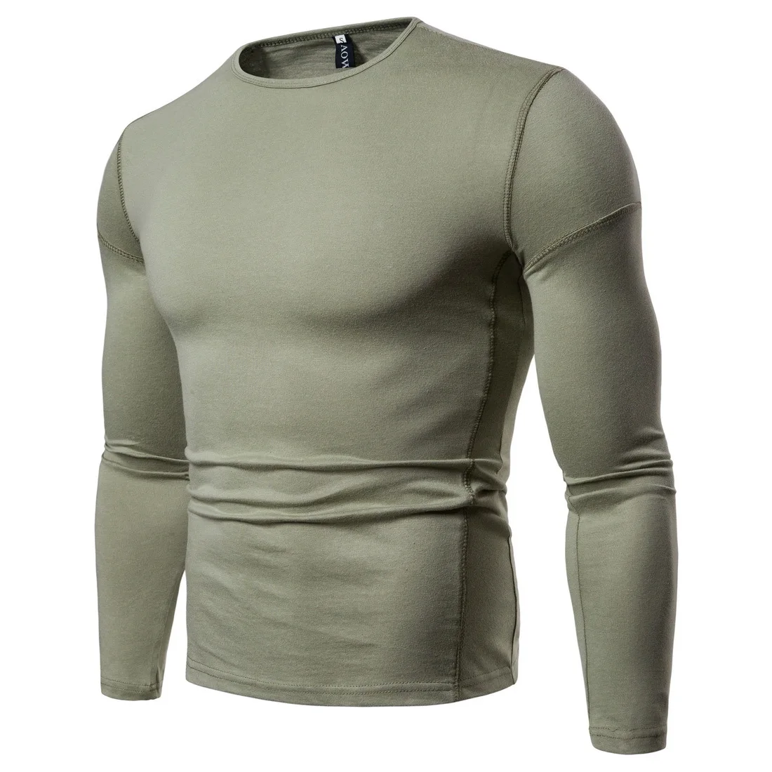 

Man Long Sleeves Green Tshirts Casual Solid T-shirt