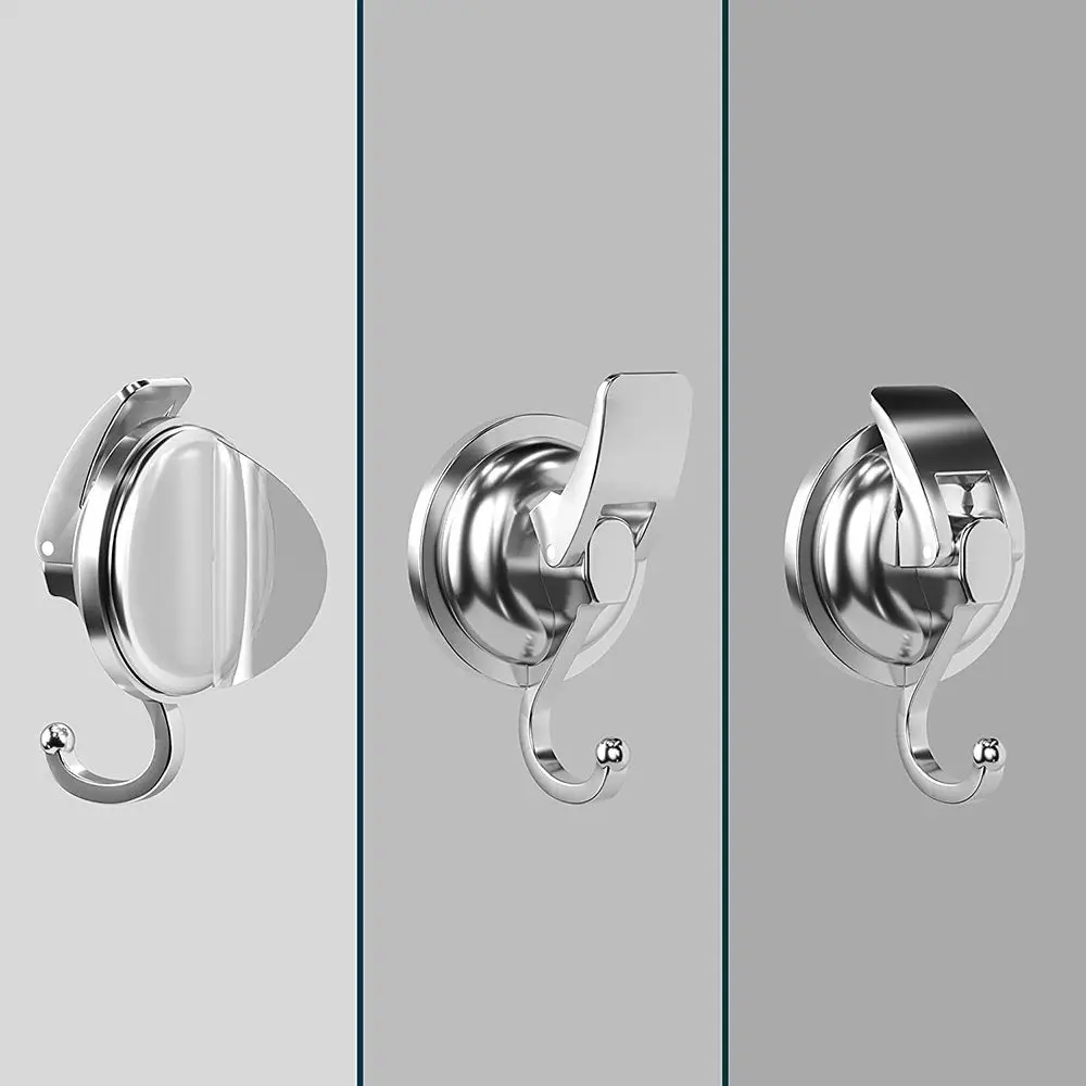 Suction Cup Hook Polished Chrome-Plated Heavy-Duty Removable Bathroom Shower Organization Reusable