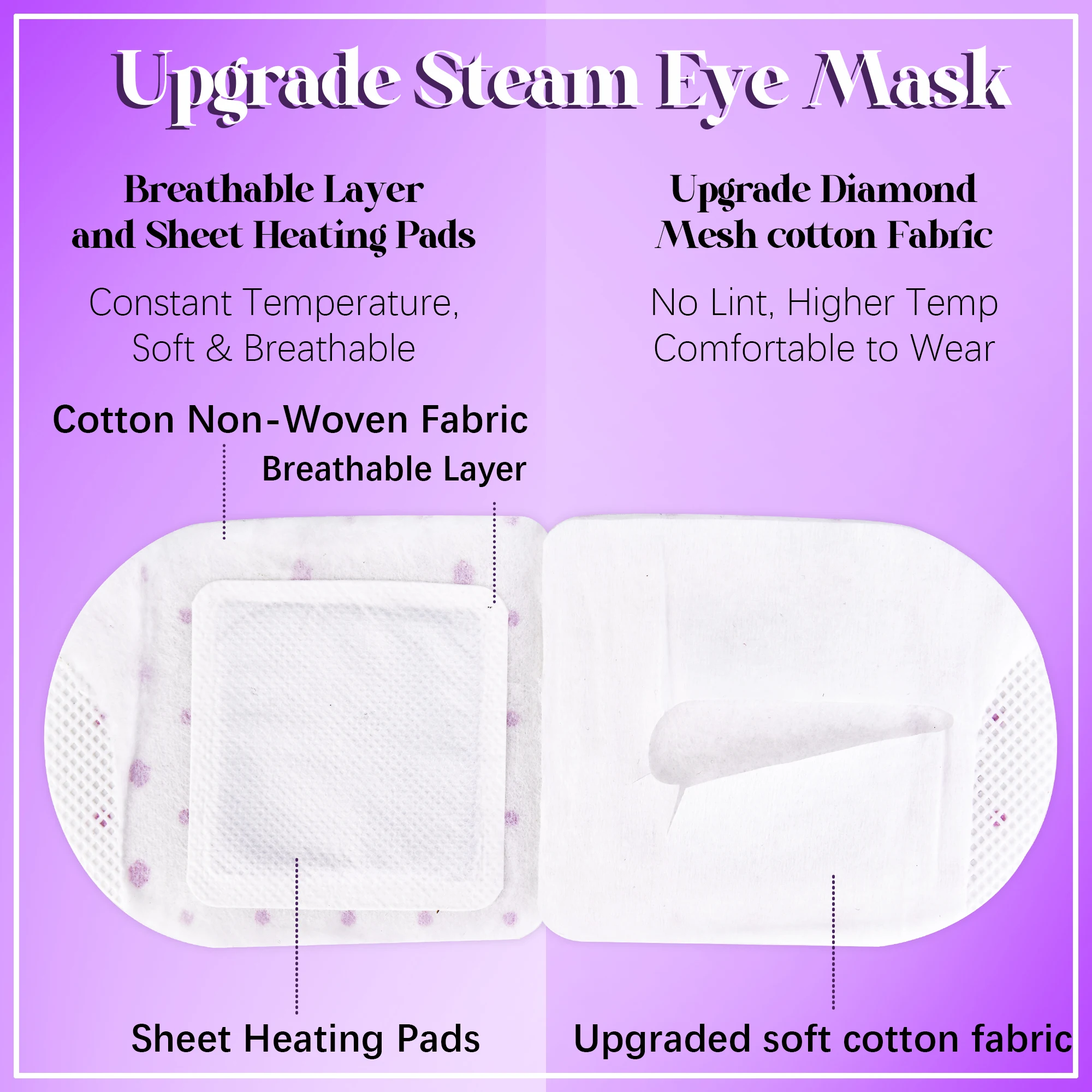 10Packs Lavender Heated Eye Mask, Self Heating Disposable SPA Warm Compress for Eyes Sleep Mask