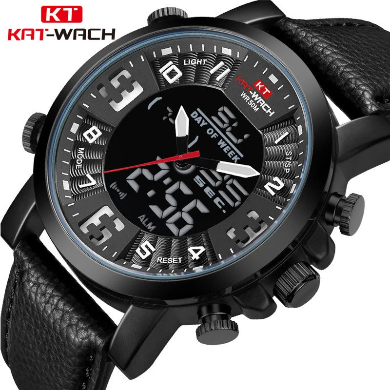 KAT-WATCH Men LED Digital Watches Army Military Clock Relogio Masculino Waterproof Watches Luminous Men Watch Free Shipping