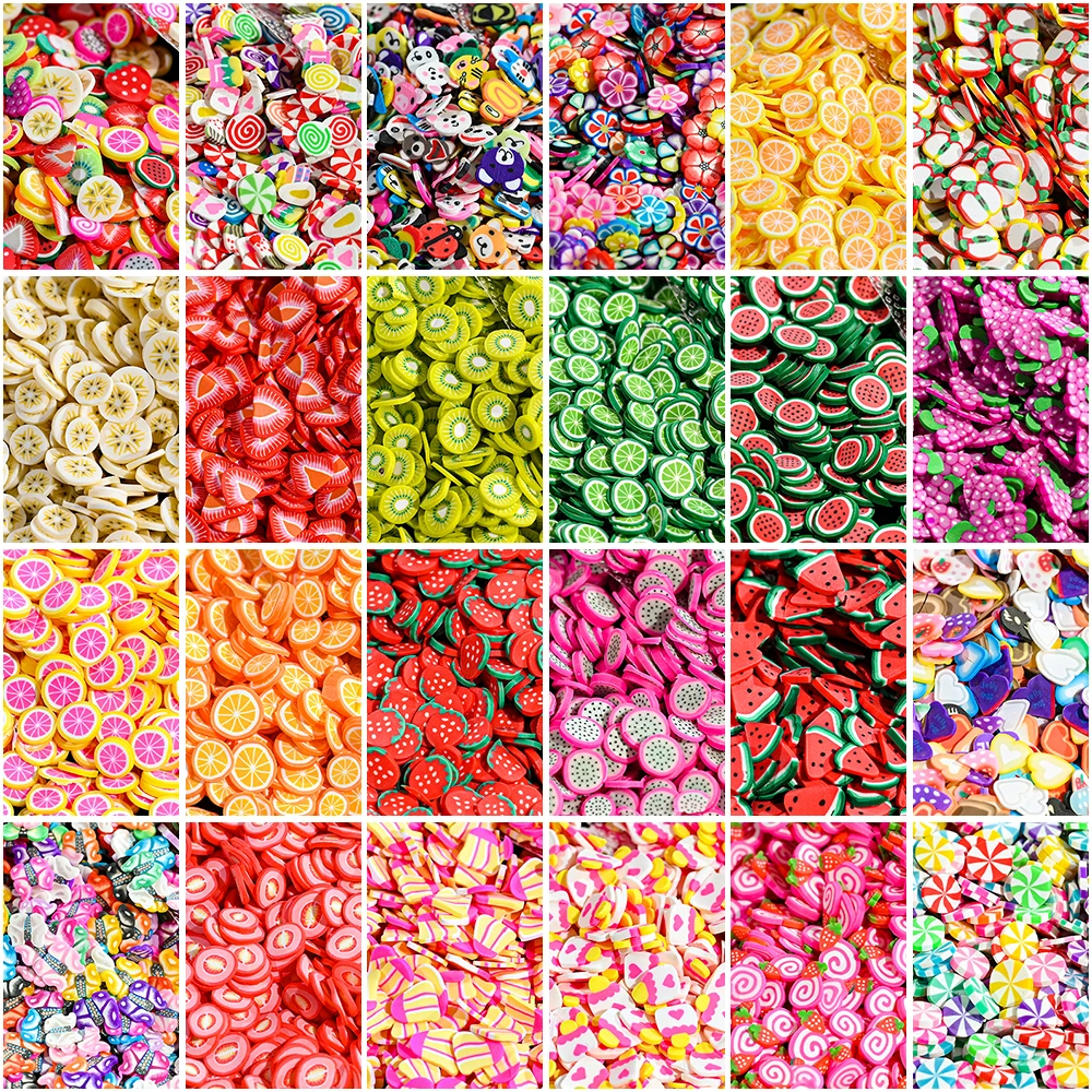 1000Pcs 3D 과일 조각 폴리머 클레이 네일 아트 장식 손톱에 대 한 작은 과일 조각 장식 조각 DIY 믹스 과일 꽃 조각 스티커