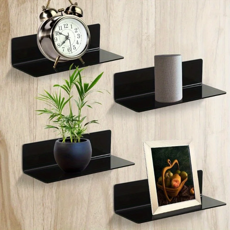 Storage Shelf Wall Mounted Shelf Acrylic Display Shelves Clock Speaker Organizer Stand Floating Storage Rack For Living Room Bedroom Bathroom storage rack,storage shelf