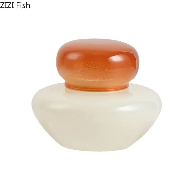 Colored Glass Storage Jar with Lid Dressing Table Desktop Storage Jars Ring Jewelry Box Round Cosmetic Jar Candy Pots Aroma Can 6