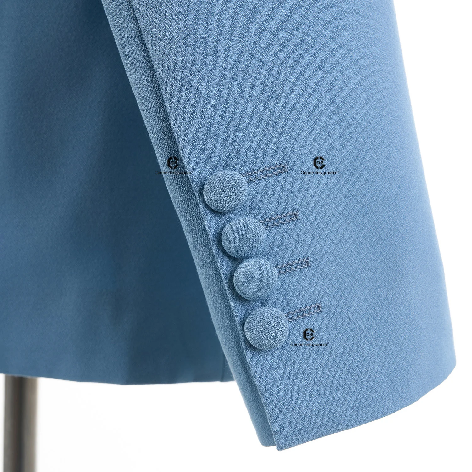 Cenne Des Graoom 2025 New Elegant Blue Suits for Men Metal Side Release Buckle 2 Pieces Set High Quality Wedding Party Dinner 4