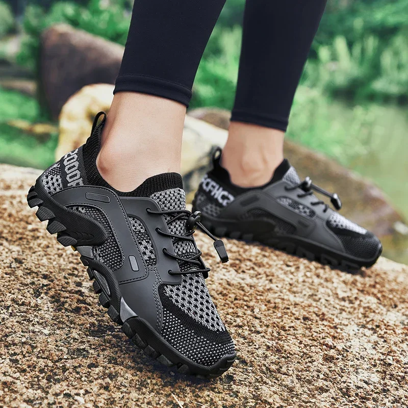 Summer Swimming Aqua Footwear Mesh Sneakers Breathable Outdoor Quick-dry Wading Shoes Men Couple Trekking Shoes Plus Size 36-47