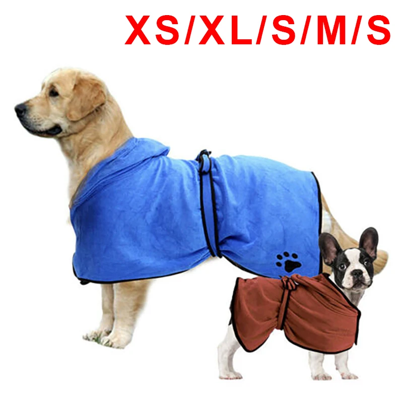 1pc Dog Bathrobe Towel Pet Drying Coat Durable Microfiber Absorbent Towels Adjustable Dogs