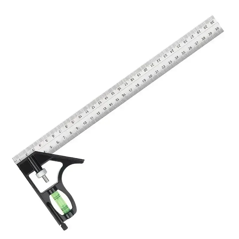Angle Combination Square Ruler Mobile Horizontal Movable 45Degree Right Carpenter Level Moving Woodworking 300mm
