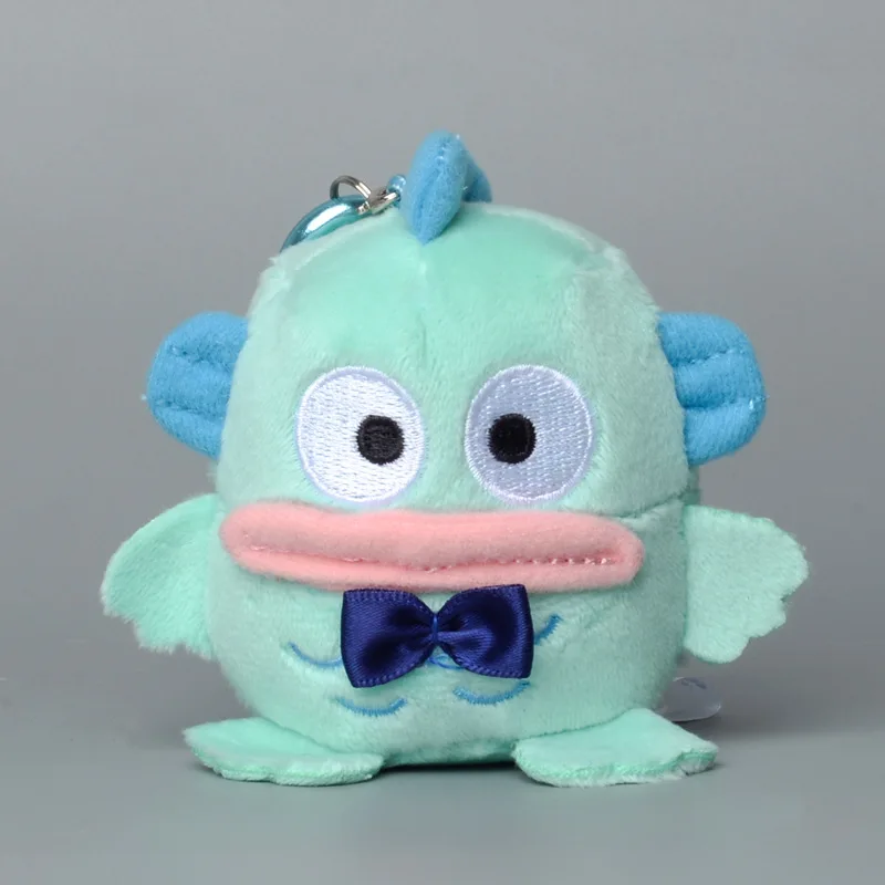 Cute Sanrio Hangyodon Blue Bow Tie Plush Doll Toy Bag Pendant