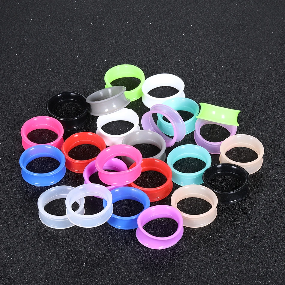 Piercing jewelry ear piercing jewelry body piercing jewelry body jewelry 12Pairs Silicone High Double Flared Ear Gauges Mixed Color Earlet Gauges Expansion 10mm