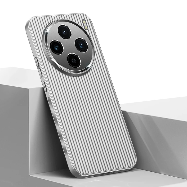 Coque de téléphone pour vivo iQOO 12 11 Neo9 X100 S18 Pro, coque en métal à rayures 3D, protection de l'appareil photo, coque souple mate, anti-chute, antidérapante_voghion.com